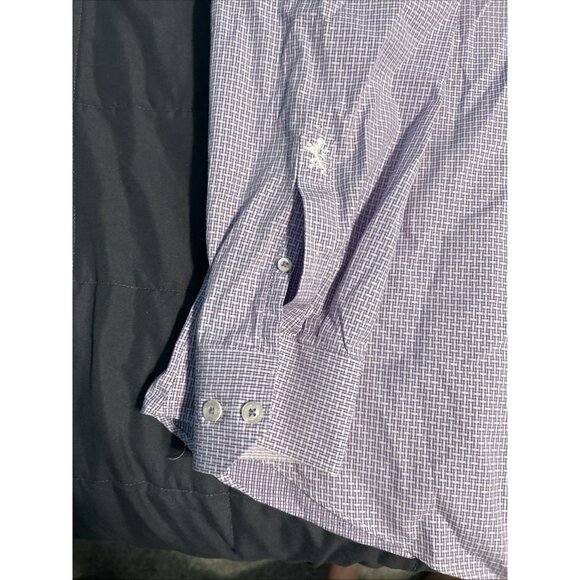 Bugatchi Uomo Button Shirt Mens Size XL Purple Geometric Long Sleeve 18 34-35 - Picture 3 of 5